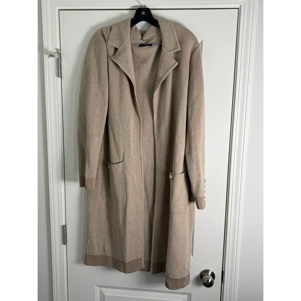 Tommy Hilfiger Women's Textured-knit Collared Duster Cardigan Size X-Large, Tan